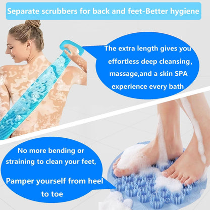 Revitalize Your Shower Routine with Our Foot & Back Scrubber Set - Detachable, Anti-Slip, and Perfect for All Body Types (Pink)