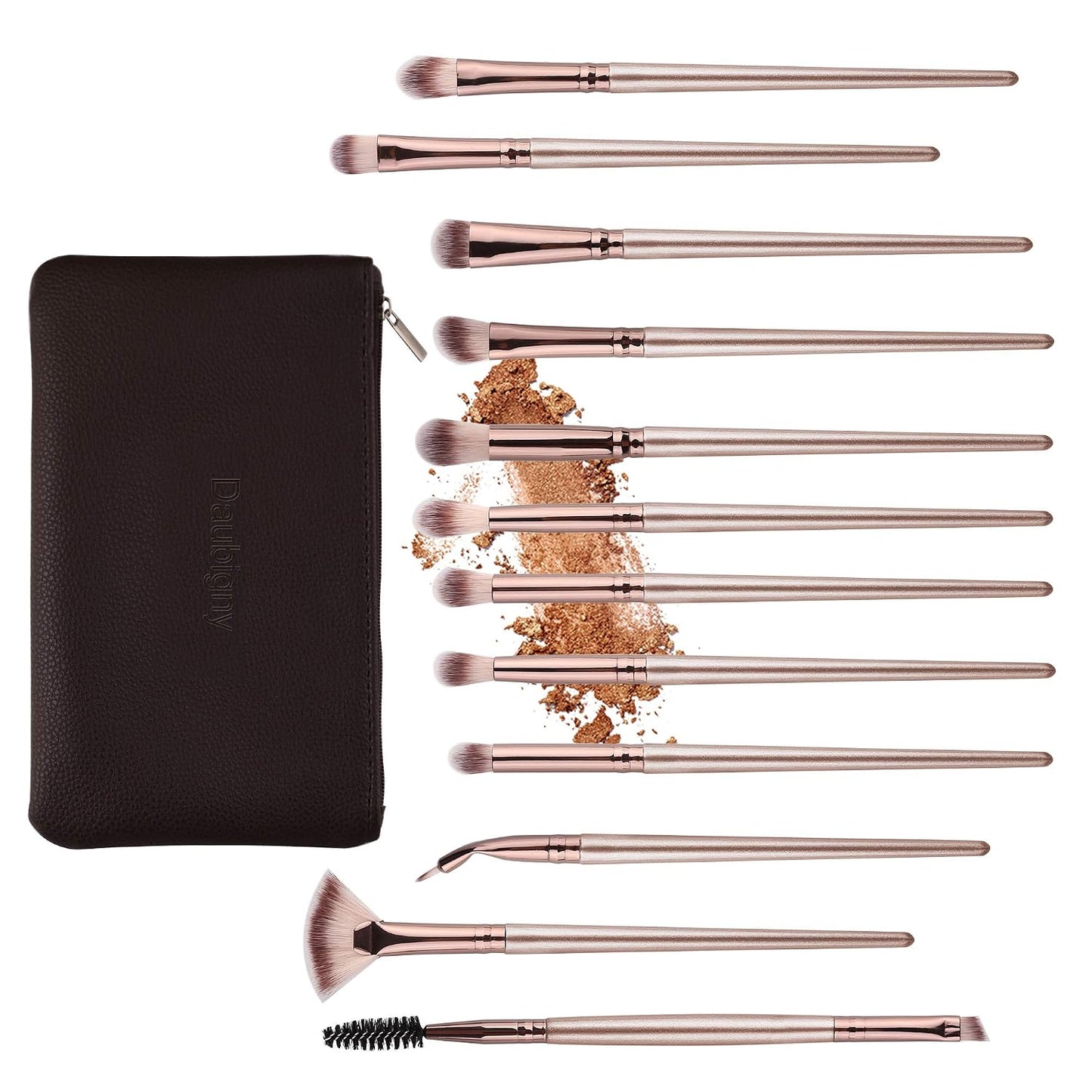 Transform Your Eye Makeup with the 12 PCS Professional Brush Set in Elegant Champagne Gold
