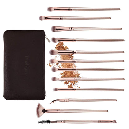 Transform Your Eye Makeup with the 12 PCS Professional Brush Set in Elegant Champagne Gold