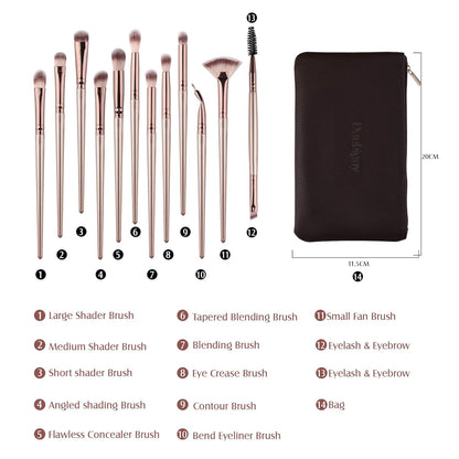 Transform Your Eye Makeup with the 12 PCS Professional Brush Set in Elegant Champagne Gold