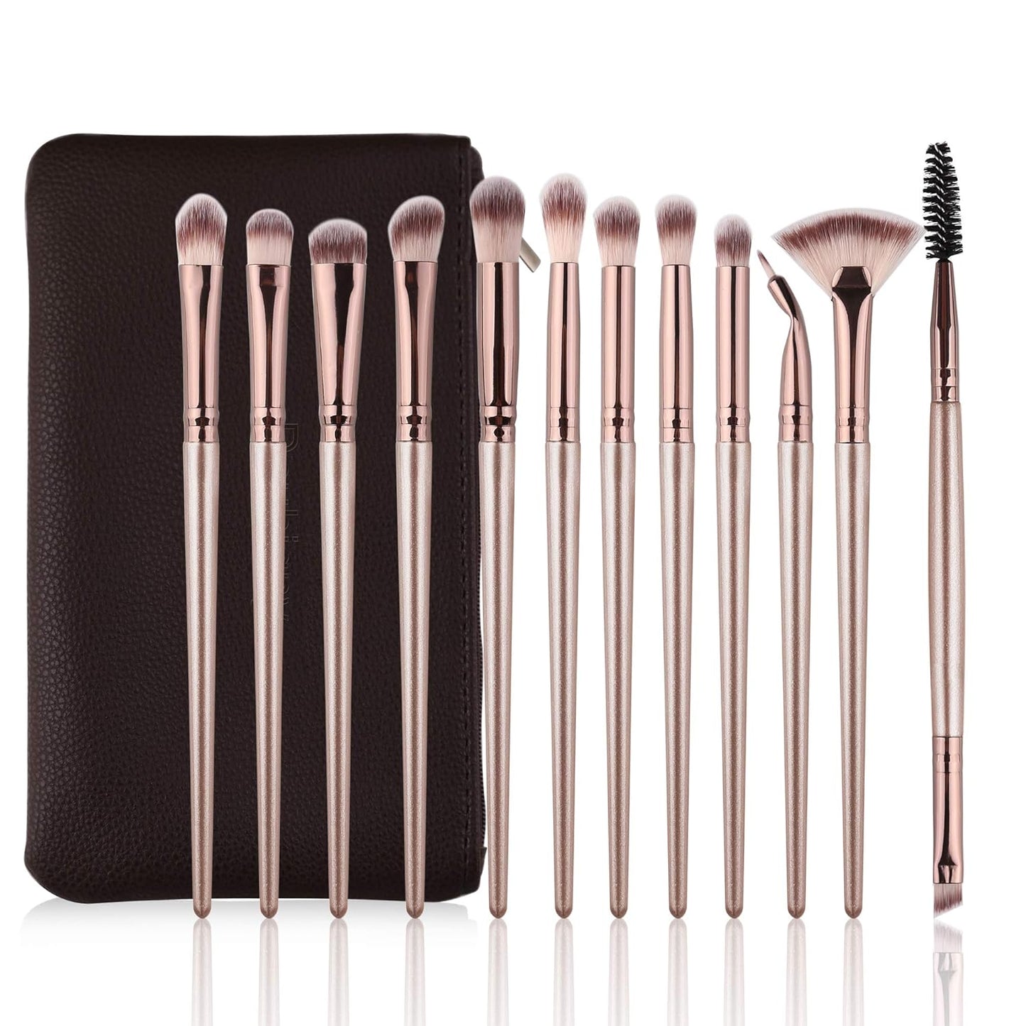 Transform Your Eye Makeup with the 12 PCS Professional Brush Set in Elegant Champagne Gold