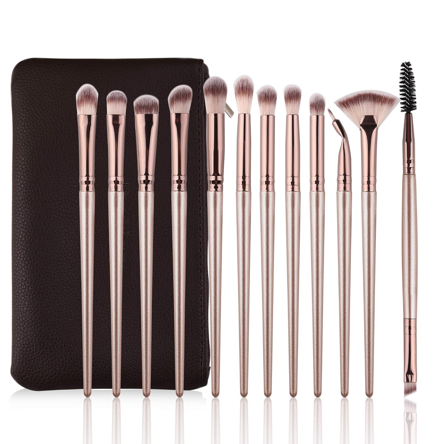 Transform Your Eye Makeup with the 12 PCS Professional Brush Set in Elegant Champagne Gold
