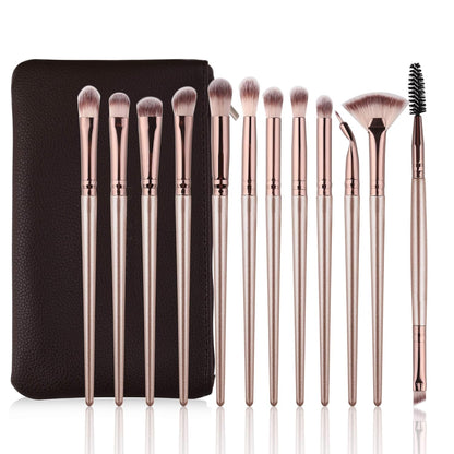 Transform Your Eye Makeup with the 12 PCS Professional Brush Set in Elegant Champagne Gold