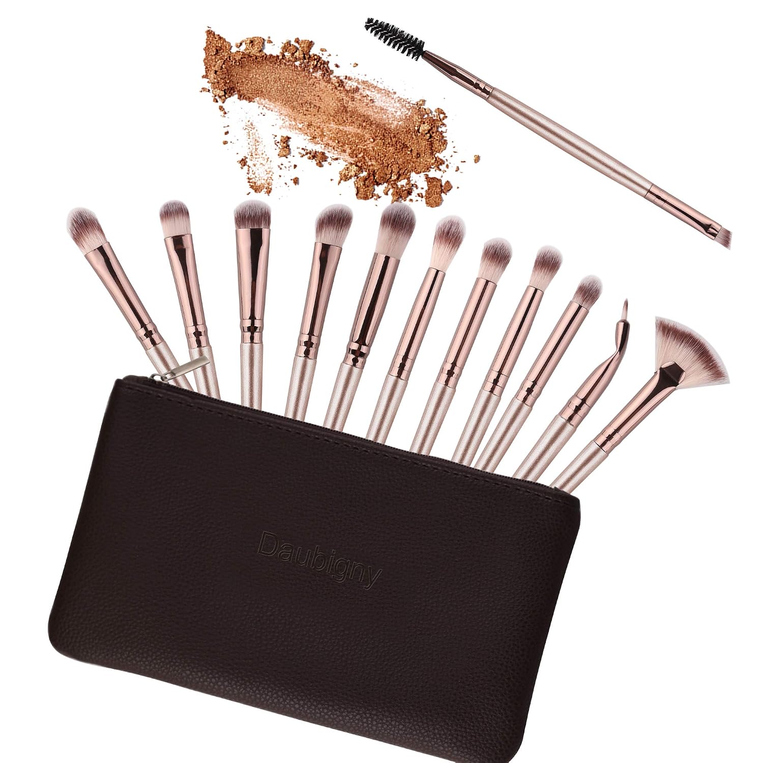 Transform Your Eye Makeup with the 12 PCS Professional Brush Set in Elegant Champagne Gold